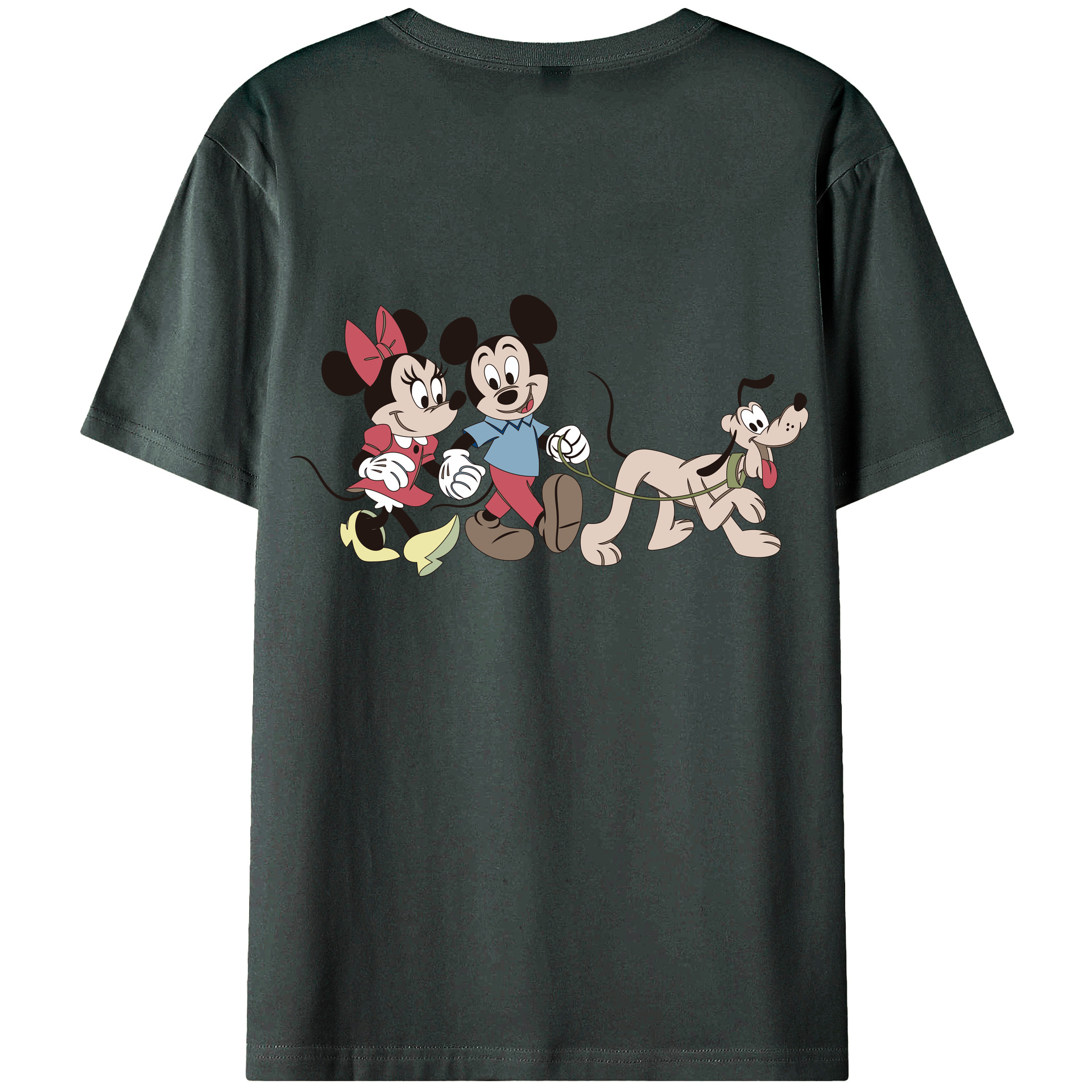 ミッキーマウス Mickey Mouse 綿100％ メンズ半袖Tシャツ（バックプリント） 通気性